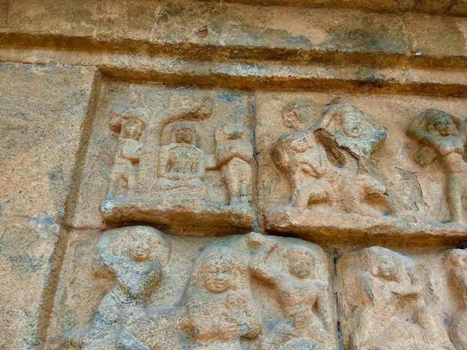 Buddha panel in Brihadeeswarara temple, Thanjavur, Tamil Nadu.  - buddhism in thanjavur and kumbakonam