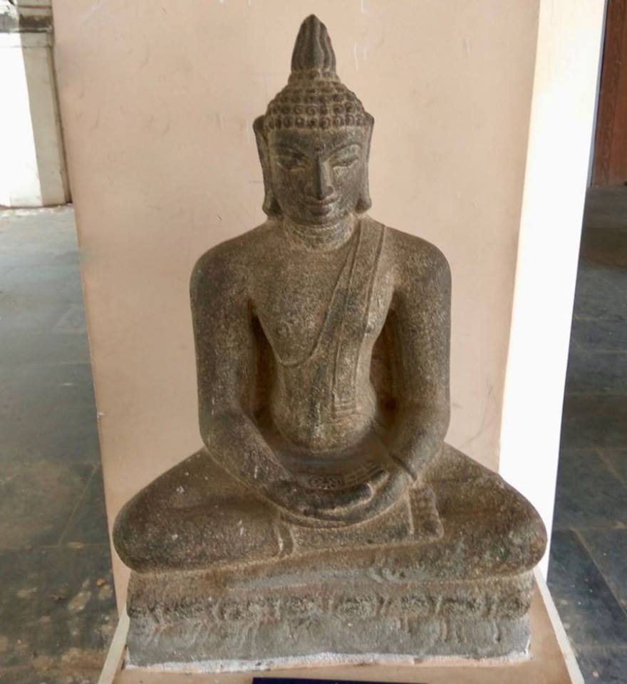 Ancient Buddha statue from Cholanmaligai near Kumbakonam, Thanjavur district, Tamil Nadu. Now in Durbar Hall Museum, Thanjavur.