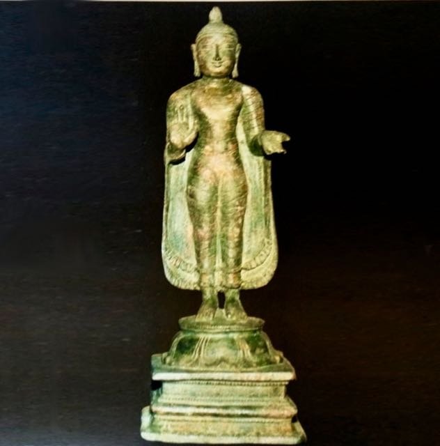An ancient bronze statue of Buddha unearthed in Sellur, Thirvarur dist. Tamil Nadu