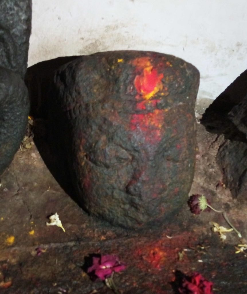 A broken head of a statue