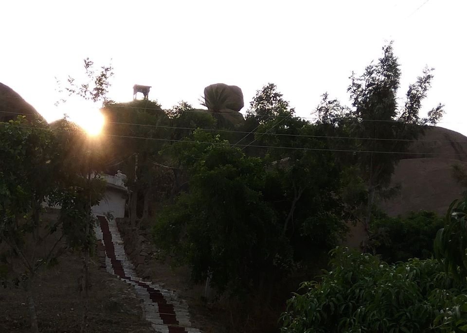 Steps to Kallesvara cave in Kalya, Madi near Bangalore.